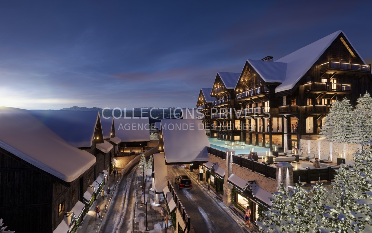 Résidence Le Monde des Neiges Auron extérieur soir neige Alpes Maritimes